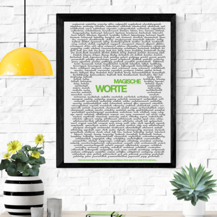 Magische Worte Poster in einem Seminarraum
